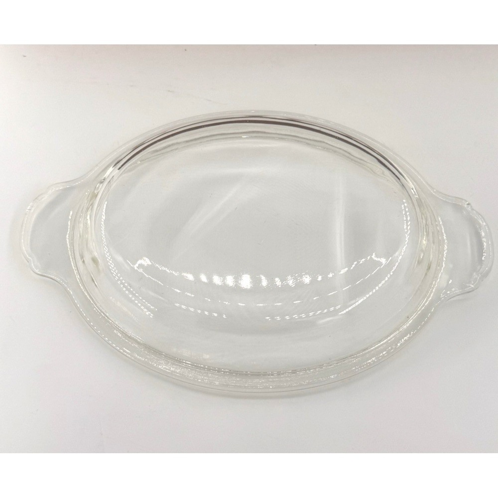 Anchor Hocking Fire King Clear Glass 1.5 Qt Oval 467 Casserole Lid w Tab Handles
